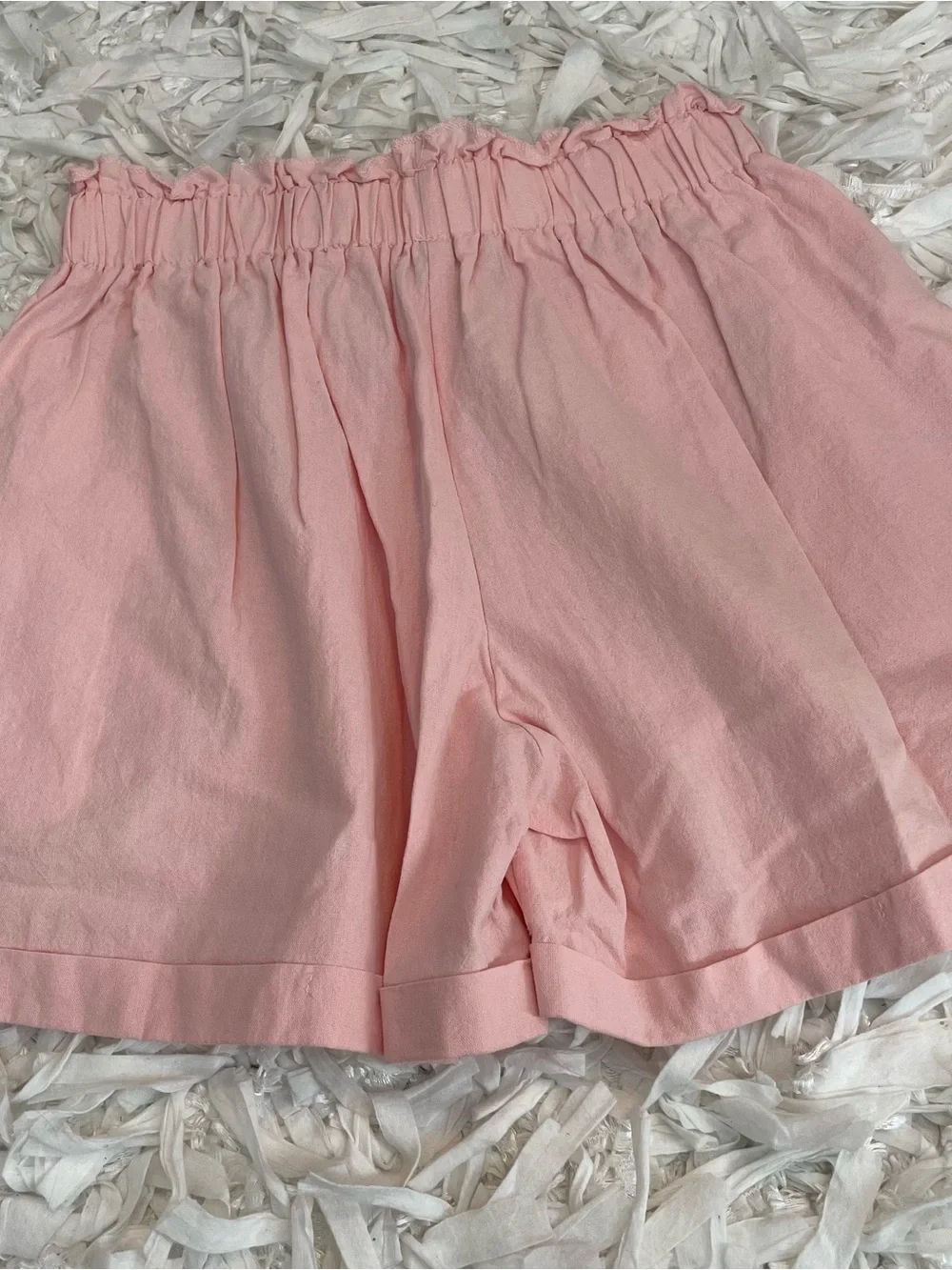 Pink Elastic Waist Summer Shorts